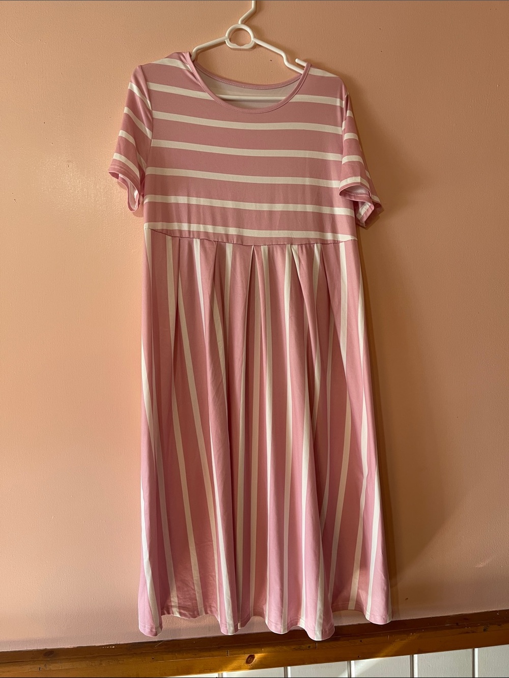 Women’s Pink and White striped midi dress